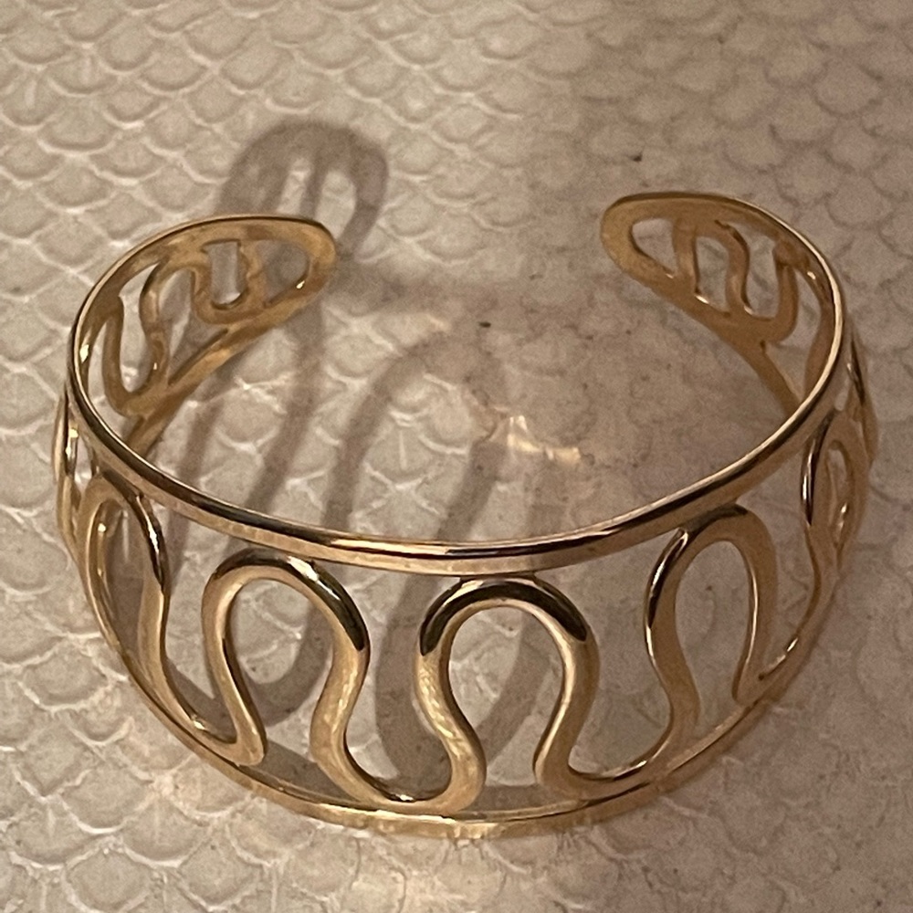 Sarah Coventry Cuff Bracelet, Open Work, Gold Tone, Signed